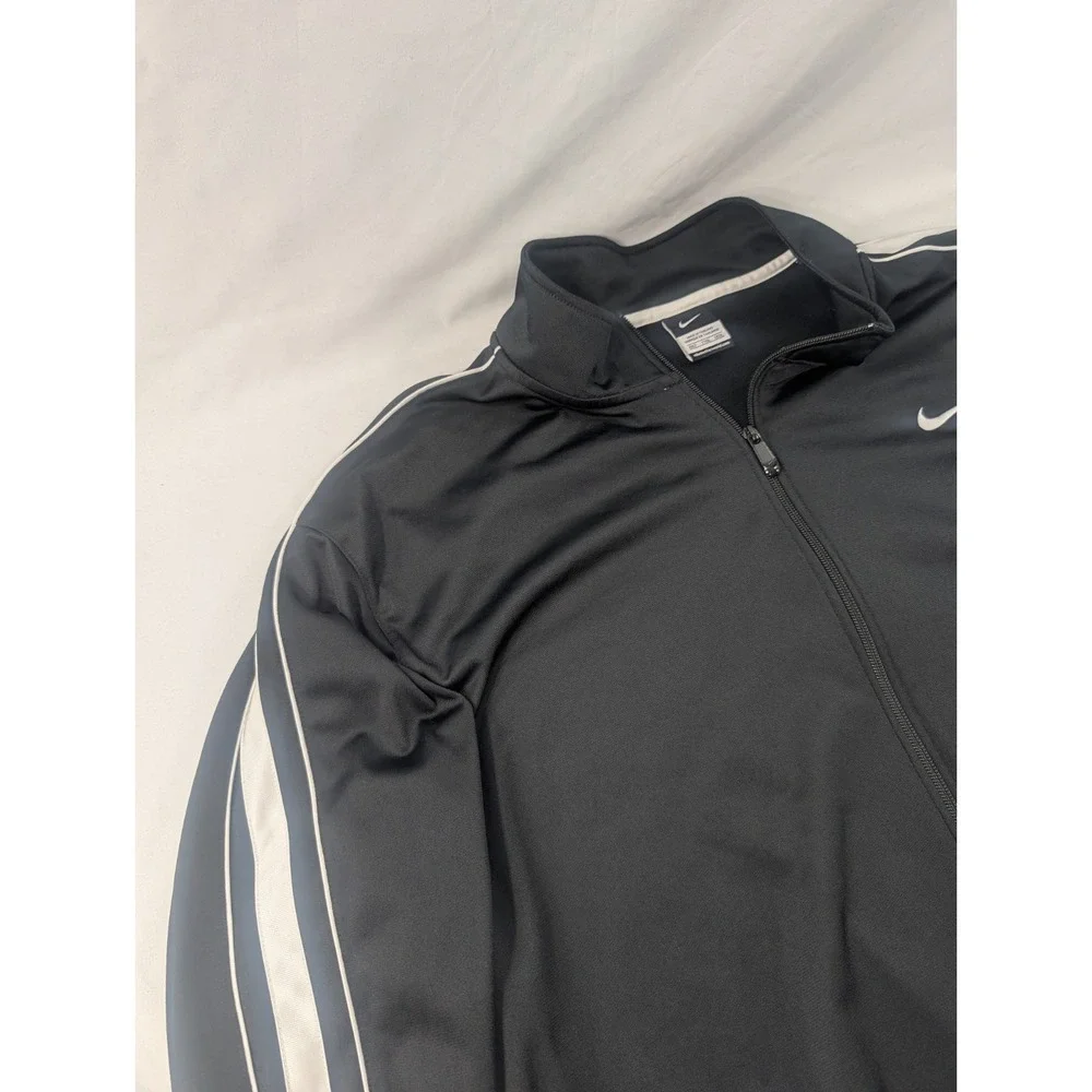 Vintage Nike Jacket Men XXLT Black Sportswear Track Top Full Zip Swoosh Logo